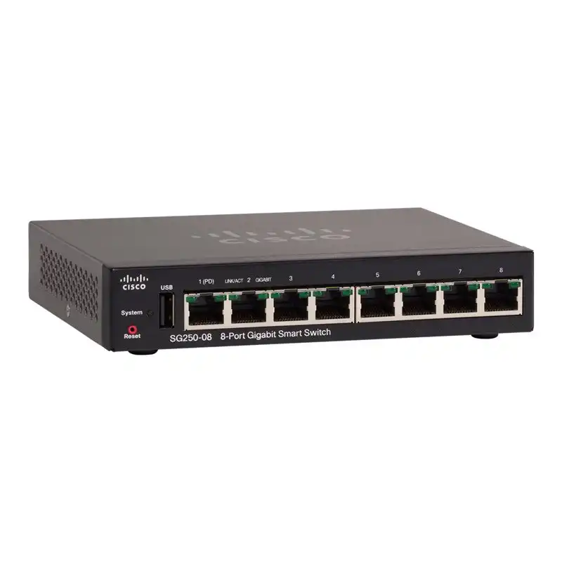 Cisco 250 Series SG250-08 - Commutateur - C3 - intelligent - 8 x 10 - 100 - 1000 - de bureau - re... (SG250-08-K9-EU-RF)_1
